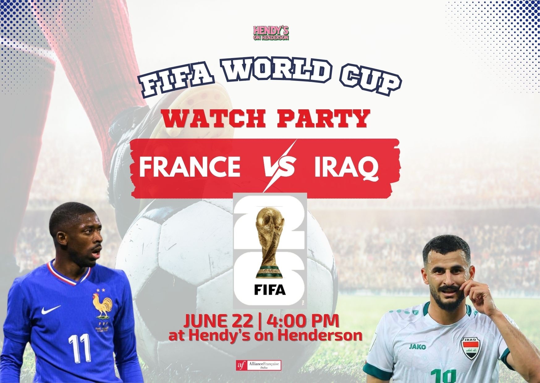 Fifa World Cup watch party: France vs Iraq