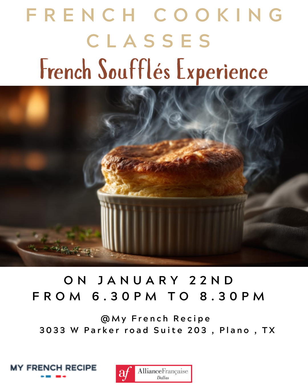 Cooking class with My French Recipe: French Soufflés experience
