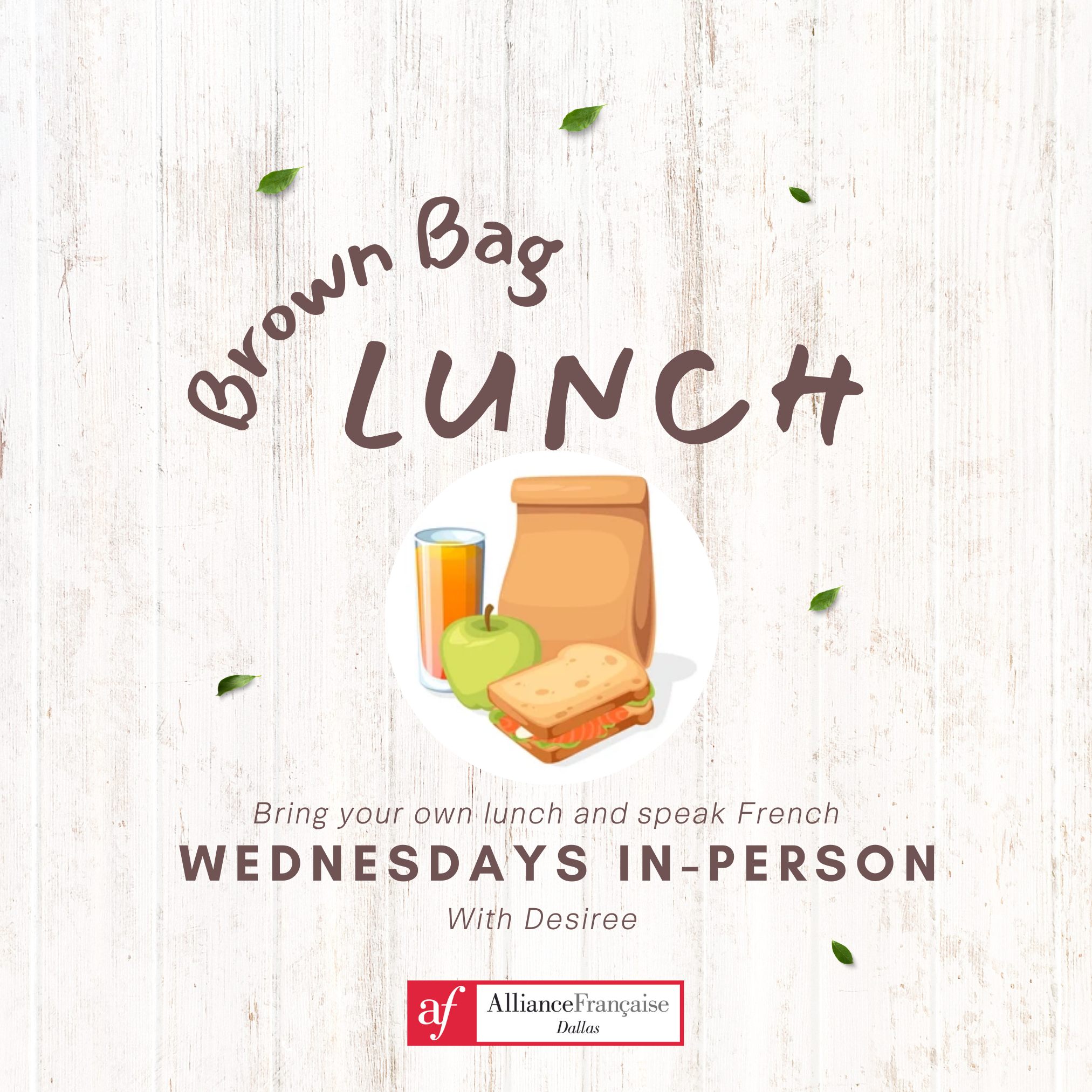 In person Brown Bag Lunch