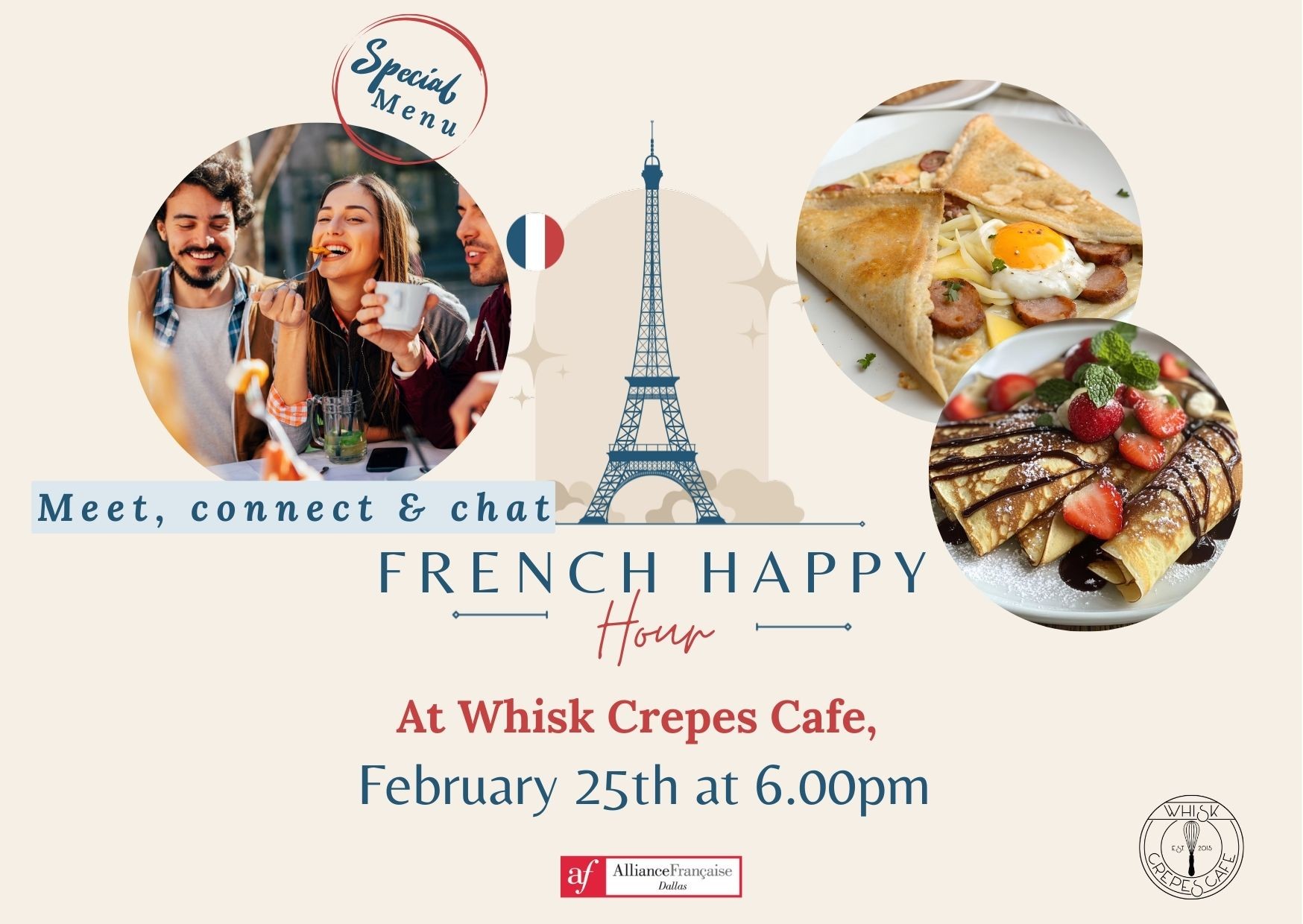 French Happy Hour at Whisk Crepes Cafe