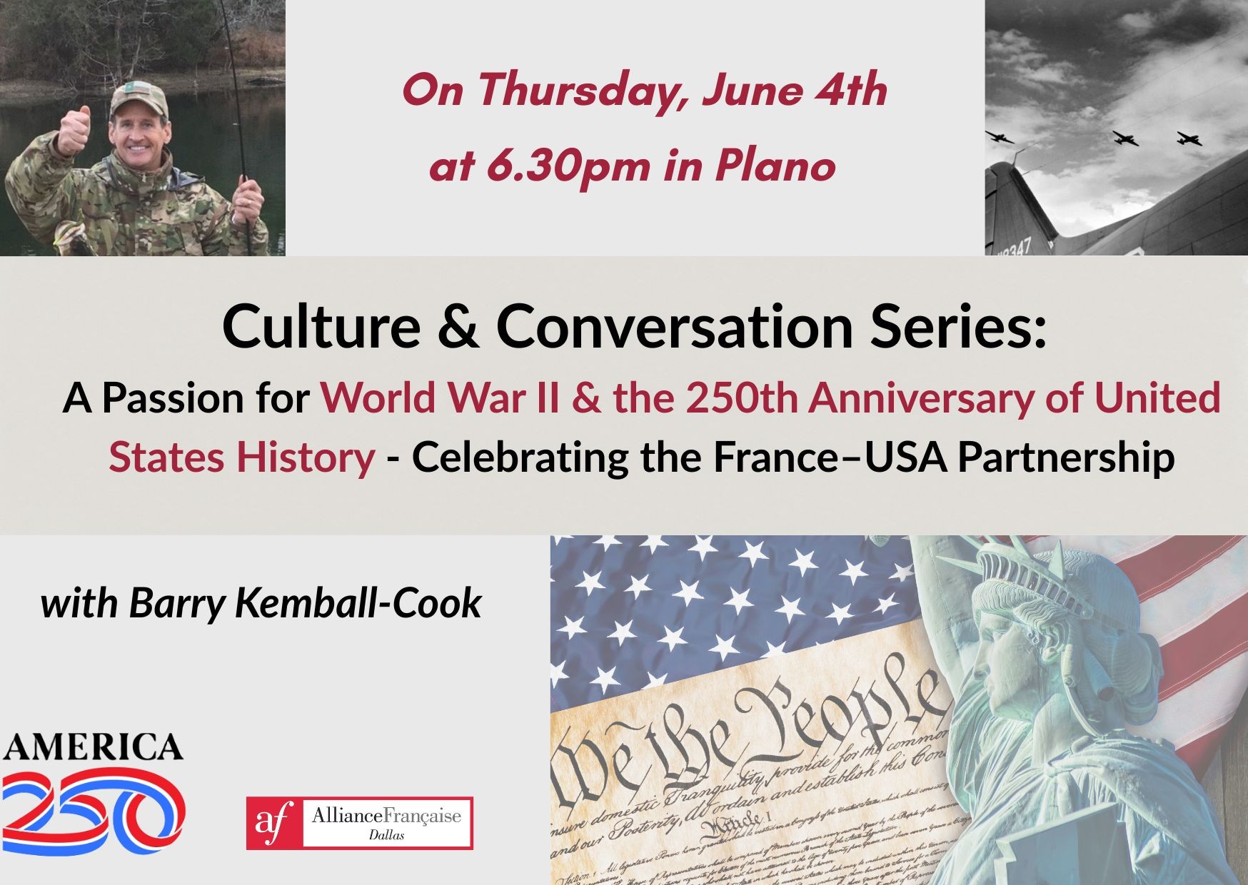 Culture & Conversation Series: WWII & 250 Years of U.S. History, celebrating the France–USA Partnership